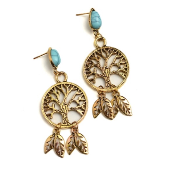 Jewelry - Tree Leaf Gem Earrings